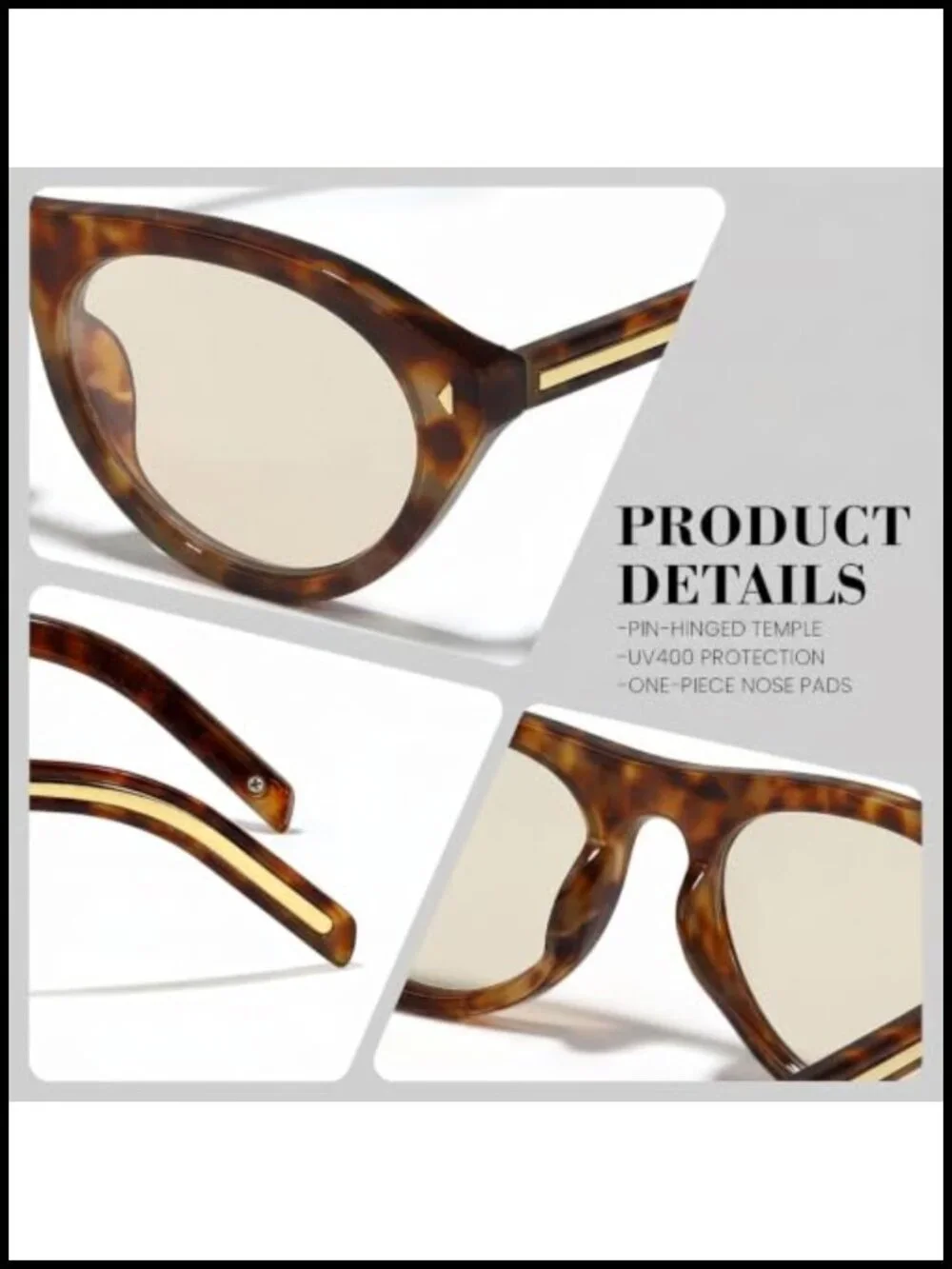 Oval Cat Eye Sunglasses Women Retro Frame UV Protection Travel Driving